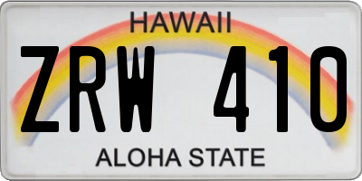 HI license plate ZRW410