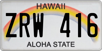 HI license plate ZRW416