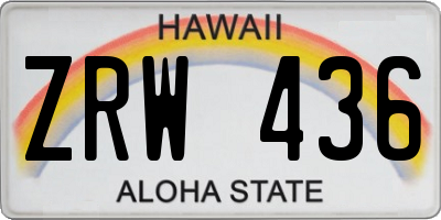 HI license plate ZRW436