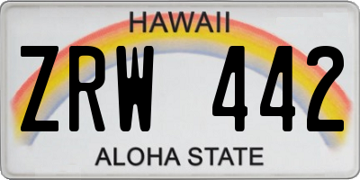 HI license plate ZRW442