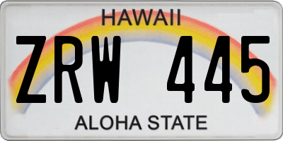 HI license plate ZRW445