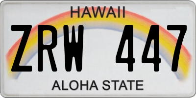 HI license plate ZRW447