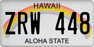 HI license plate ZRW448