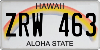 HI license plate ZRW463