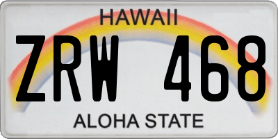HI license plate ZRW468
