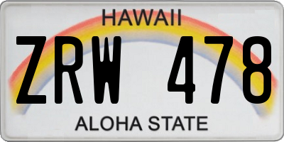 HI license plate ZRW478