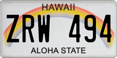 HI license plate ZRW494