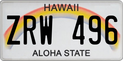HI license plate ZRW496