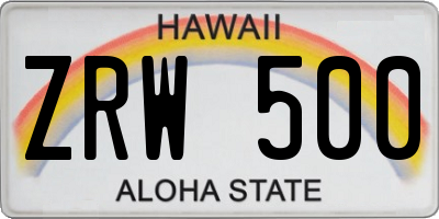 HI license plate ZRW500
