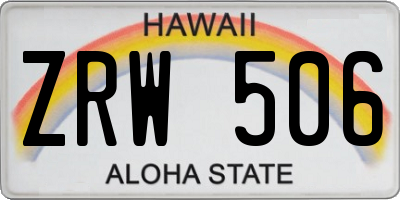 HI license plate ZRW506