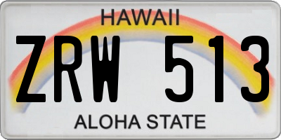 HI license plate ZRW513