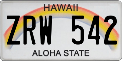 HI license plate ZRW542