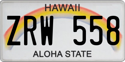 HI license plate ZRW558