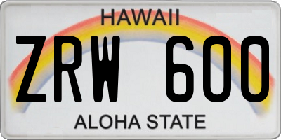 HI license plate ZRW600