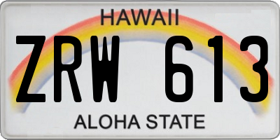 HI license plate ZRW613