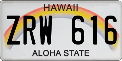 HI license plate ZRW616