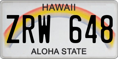 HI license plate ZRW648