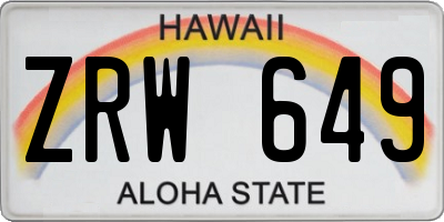 HI license plate ZRW649
