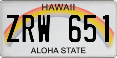 HI license plate ZRW651