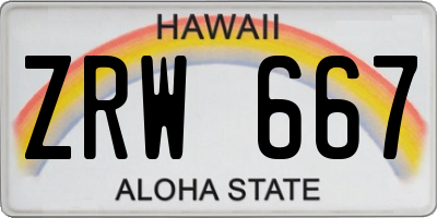 HI license plate ZRW667