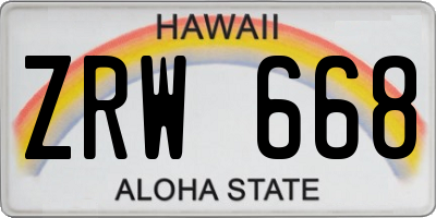HI license plate ZRW668