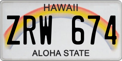 HI license plate ZRW674