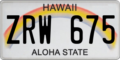 HI license plate ZRW675