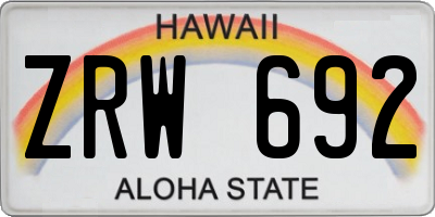 HI license plate ZRW692