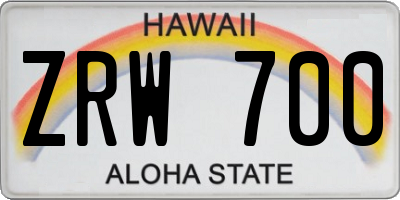 HI license plate ZRW700