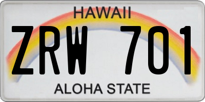 HI license plate ZRW701