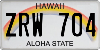 HI license plate ZRW704