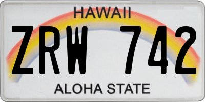 HI license plate ZRW742