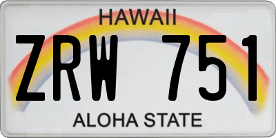 HI license plate ZRW751