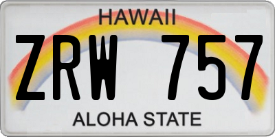HI license plate ZRW757