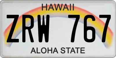 HI license plate ZRW767