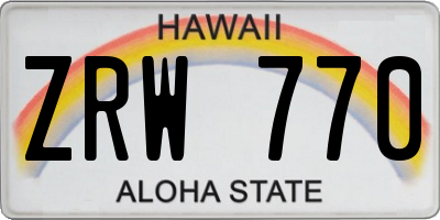 HI license plate ZRW770