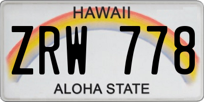 HI license plate ZRW778