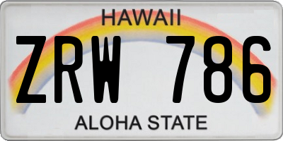 HI license plate ZRW786