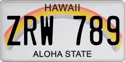HI license plate ZRW789