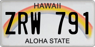 HI license plate ZRW791
