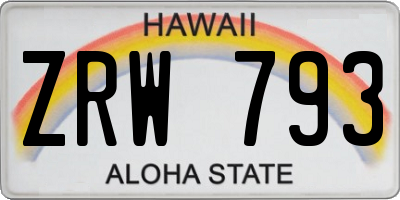 HI license plate ZRW793