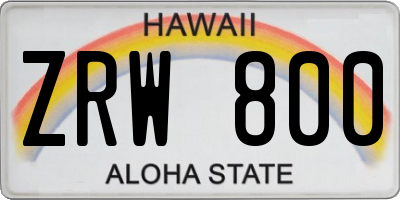HI license plate ZRW800