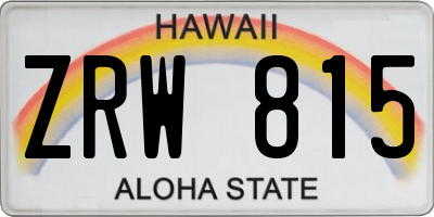 HI license plate ZRW815