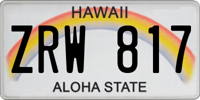 HI license plate ZRW817