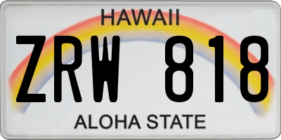 HI license plate ZRW818