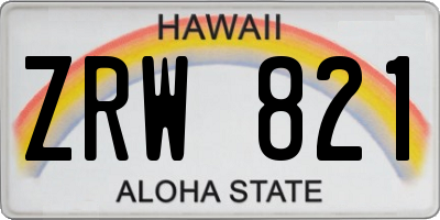 HI license plate ZRW821