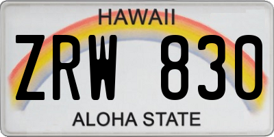 HI license plate ZRW830