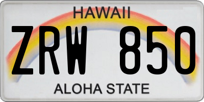 HI license plate ZRW850
