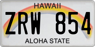 HI license plate ZRW854