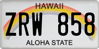 HI license plate ZRW858